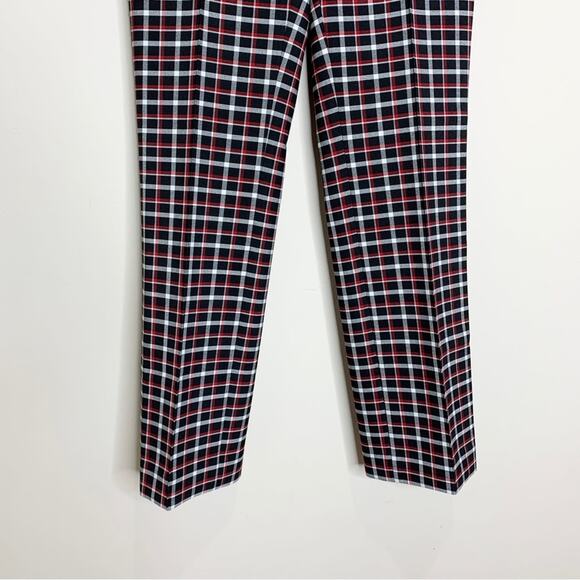 Akris Punto Francoise Slim Straight Pant (Sz 4) Glen Check Plaid Black Red - Picture 8 of 16